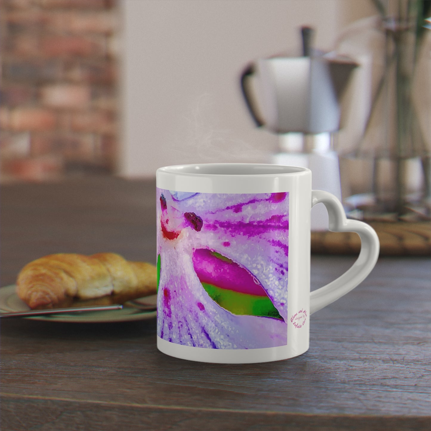 Heart-Shaped Mug - Flower Blooms in Pink